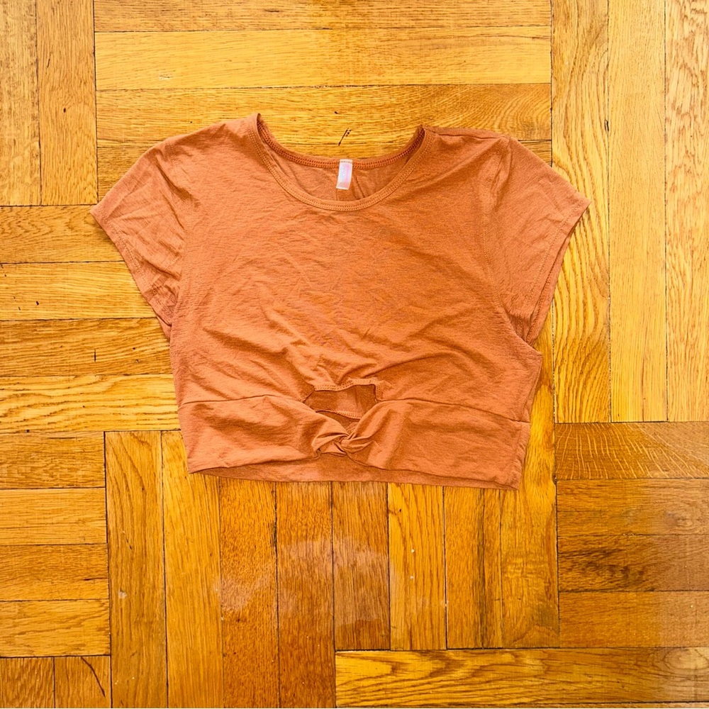 FP Movement by Free People Rust Knot Front Crop Top